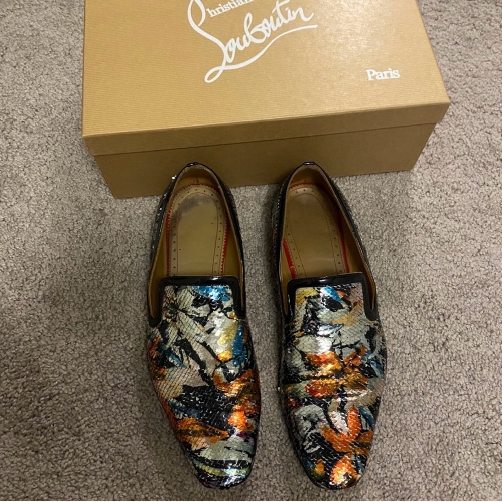 Sequin louboutin loafers